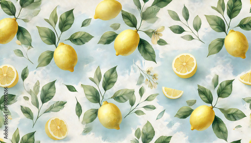 レモンと葉とブルーの壁紙
generated by AI