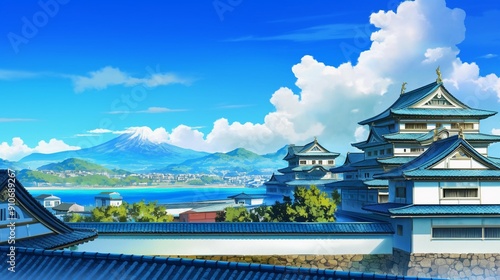 日本のお城と富士山の風景2