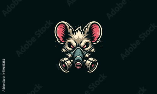 head mouse wearing respirator vector mascot flat design