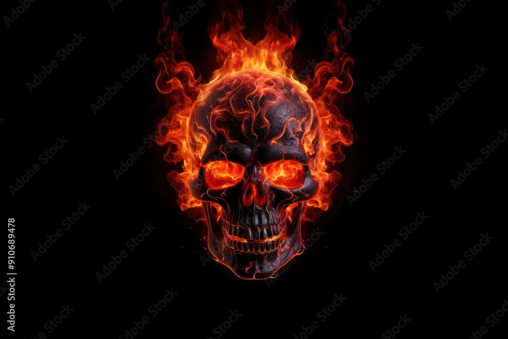 Skull fire burning flame. Skull fire burning flame.