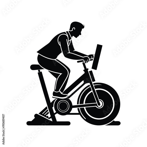 business exercise bike working silhouette

