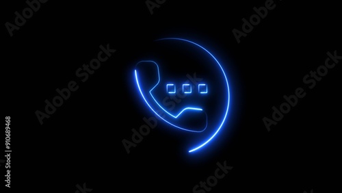 glowing neon incoming calling icon isolated .4k illustrator.