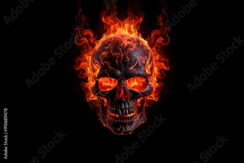 Obraz na płótnie Skull fire burning flame.