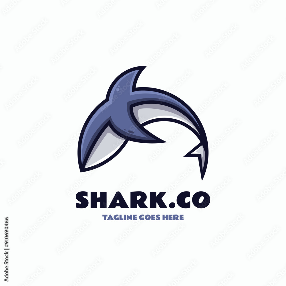 Fototapeta premium Vector Logo Illustration Shark Simple Mascot Style.