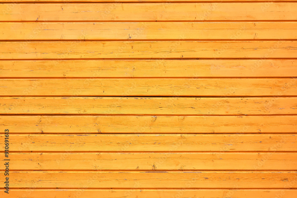 Closeup texture of the yellow wall made of knotty sanded wooden boards as a retro natural background Closeup texture of the yellow wall made of knotty sanded wooden boards as a retro natural background