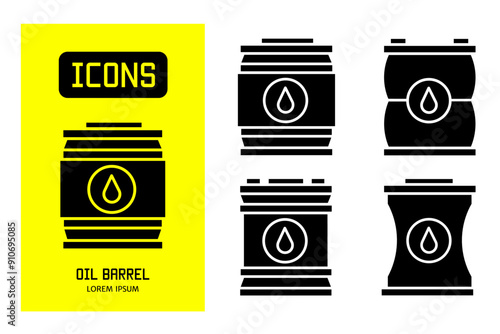 Set of flat icons of oil barrel. Vector design for business and stock.