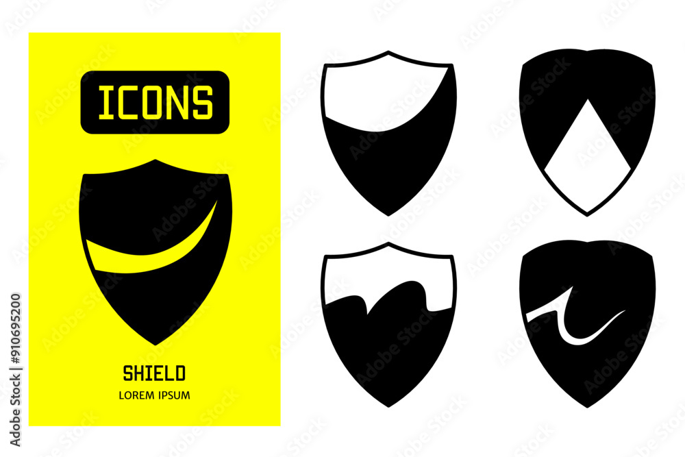 Set of flat icons of shield. Vector design for business and stock. Set of flat icons of shield. Vector design for business and stock.