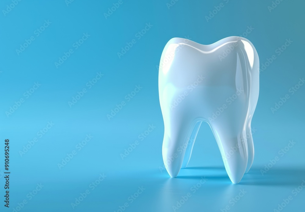 Single White Tooth on Blue Background Single White Tooth on Blue Background