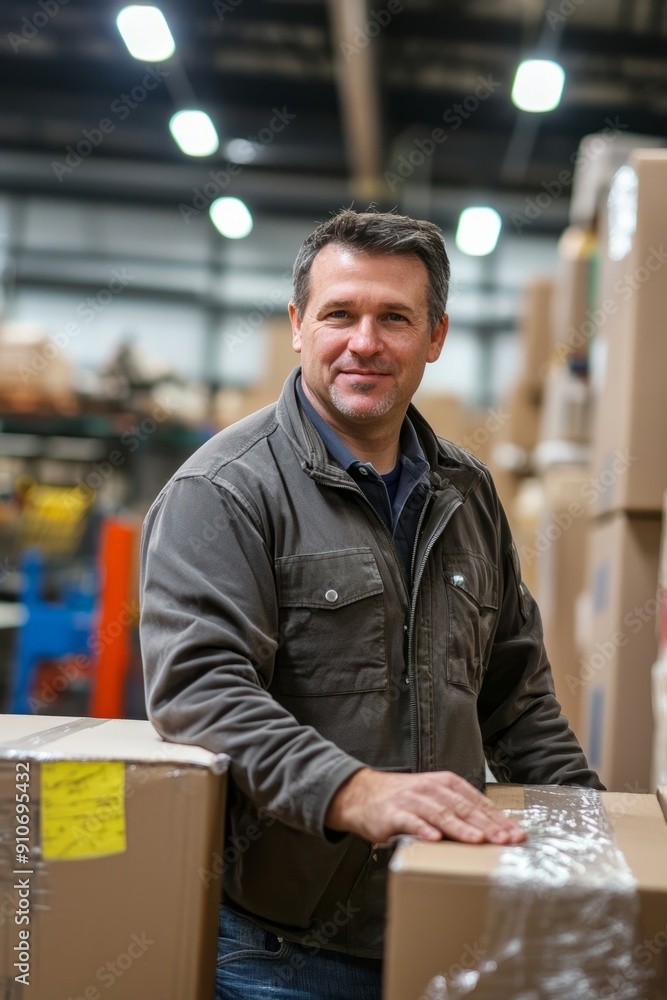 Portrait of a factory shipping and receiving clerk managing shipping schedules, Generative AI Portrait of a factory shipping and receiving clerk managing shipping schedules, Generative AI