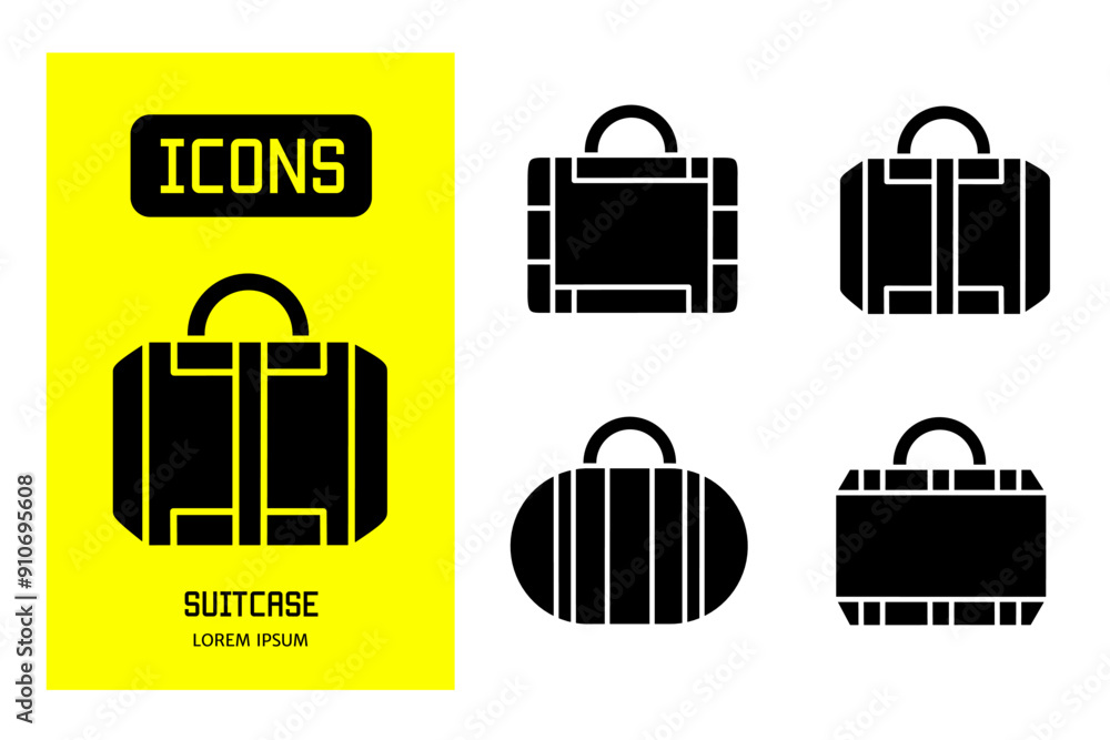 Set of flat icons of suitcase. Vector design for business and stock. Set of flat icons of suitcase. Vector design for business and stock.
