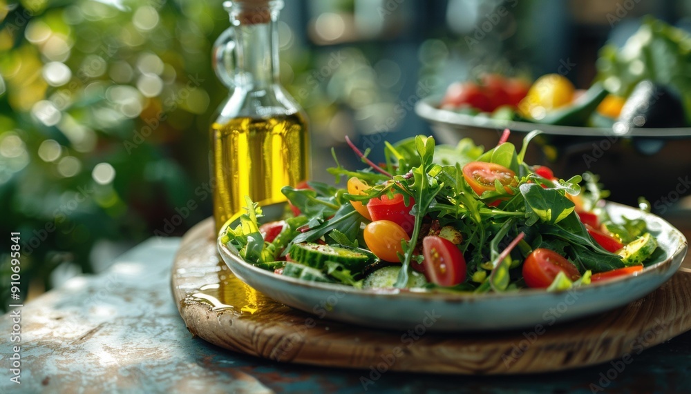 A fresh and healthy salad with lettuce, tomatoes, and cucumbers. AI. A fresh and healthy salad with lettuce, tomatoes, and cucumbers. AI.