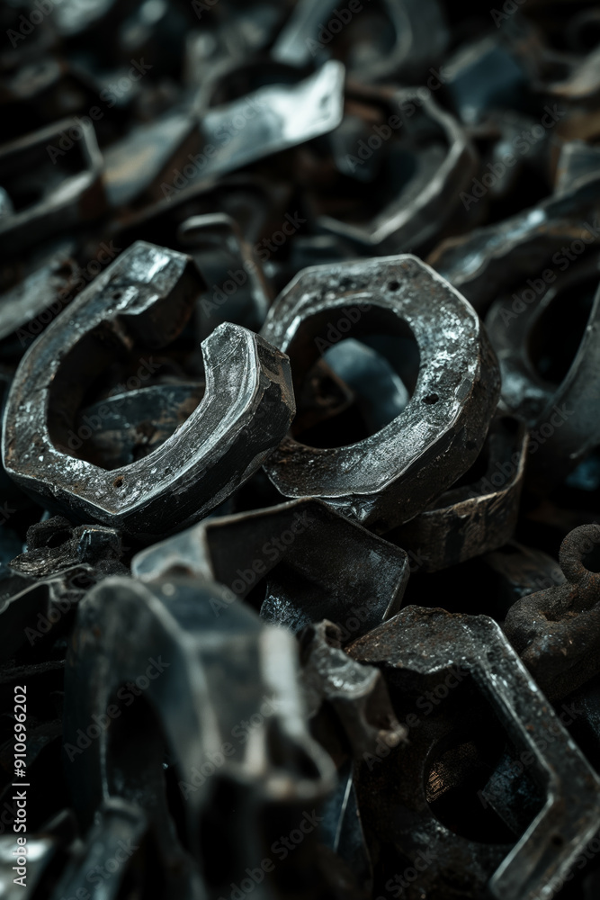 Close Up of Weathered Metal Scraps in Industrial Setting Close Up of Weathered Metal Scraps in Industrial Setting
