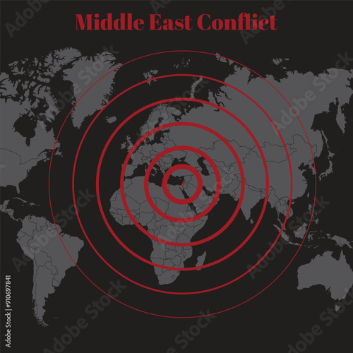 World map flat Israel conflict
