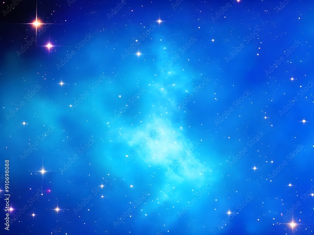 Galaxy Universe: Smooth Background with Bright Blue Nebula and Stars Galaxy Universe: Smooth Background with Bright Blue Nebula and Stars