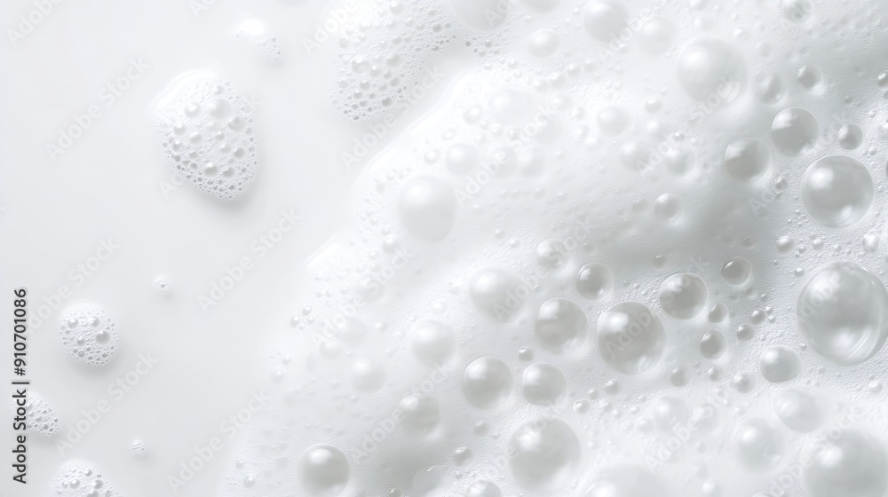 Closeup view of white foam backdrop white foamy surface showing myriad bubble sizes from tiny to large on bright clean background hygiene cosmetics abstract concepts : Generative AI Closeup view of white foam backdrop white foamy surface showing myriad bubble sizes from tiny to large on bright clean background hygiene cosmetics abstract concepts : Generative AI