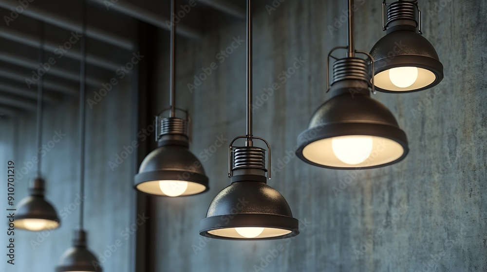 Obraz premium Light fixtures suspended from ceiling : Generative AI