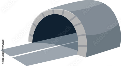 Empty road is passing through a tunnel in mountains