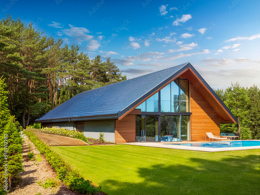 Modern single-family home in an idyllic landscape with pool Modern single-family home in an idyllic landscape with pool