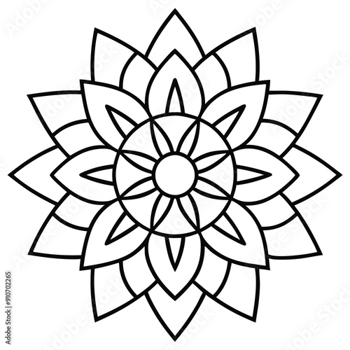 Round mandala for coloring on white background