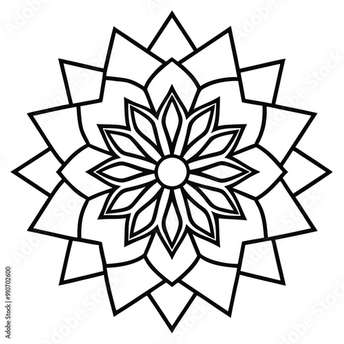 Simple mandala design for coloring. Vector floral mandala. Geometric ornamental mandala