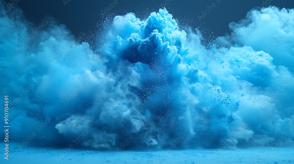 Naklejka premium Blue Powder Explosion Abstract Art blue powder splash blue smoke