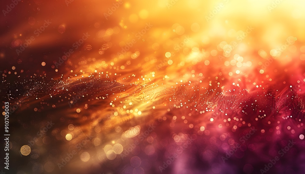 Fototapeta premium Abstract blurred background with a gradient of orange, yellow, and red colors with scattered bokeh circles