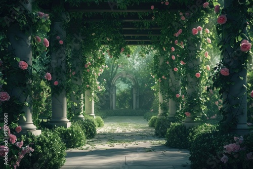 Fototapeta Naklejka Na Ścianę i Meble -  Royal garden architecture vegetation building.