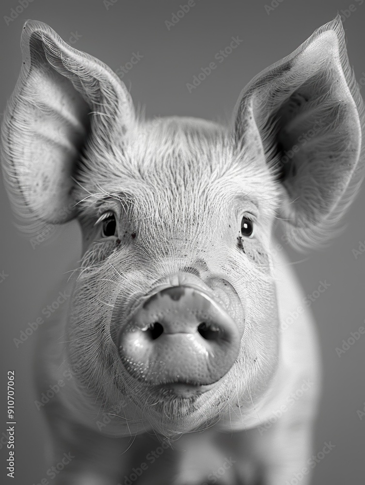 A close-up of a pig's face. AI. A close-up of a pig's face. AI.