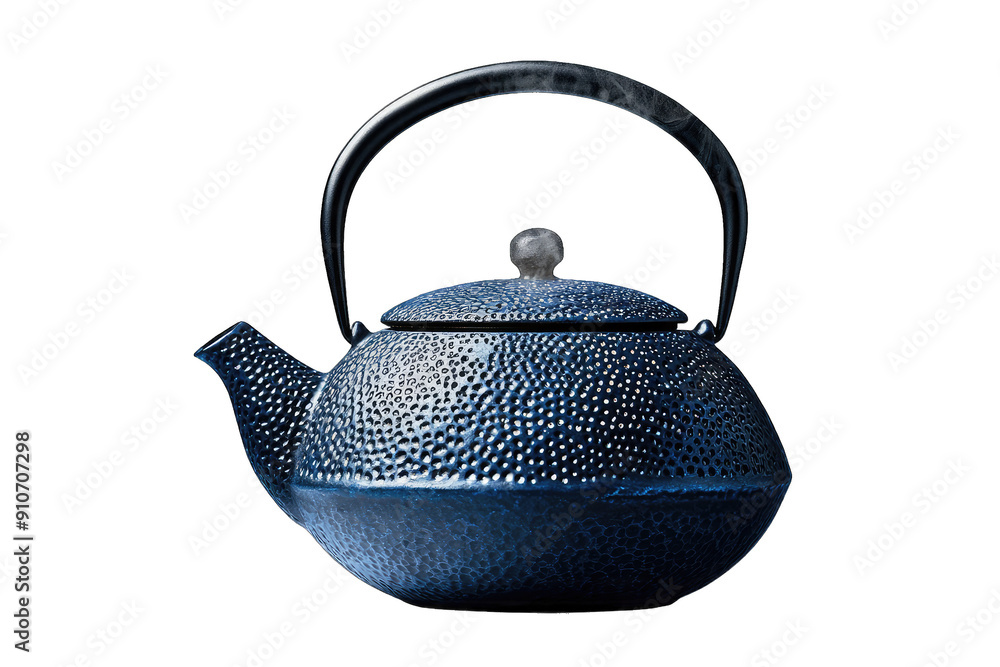A beautiful blue cast iron teapot, featuring a textured surface and elegant design, perfect for serving tea or as a decorative piece. A beautiful blue cast iron teapot, featuring a textured surface and elegant design, perfect for serving tea or as a decorative piece.
