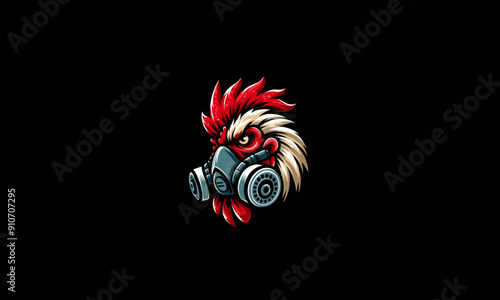 head chicken wearing respirator vector illustration mascot design photo