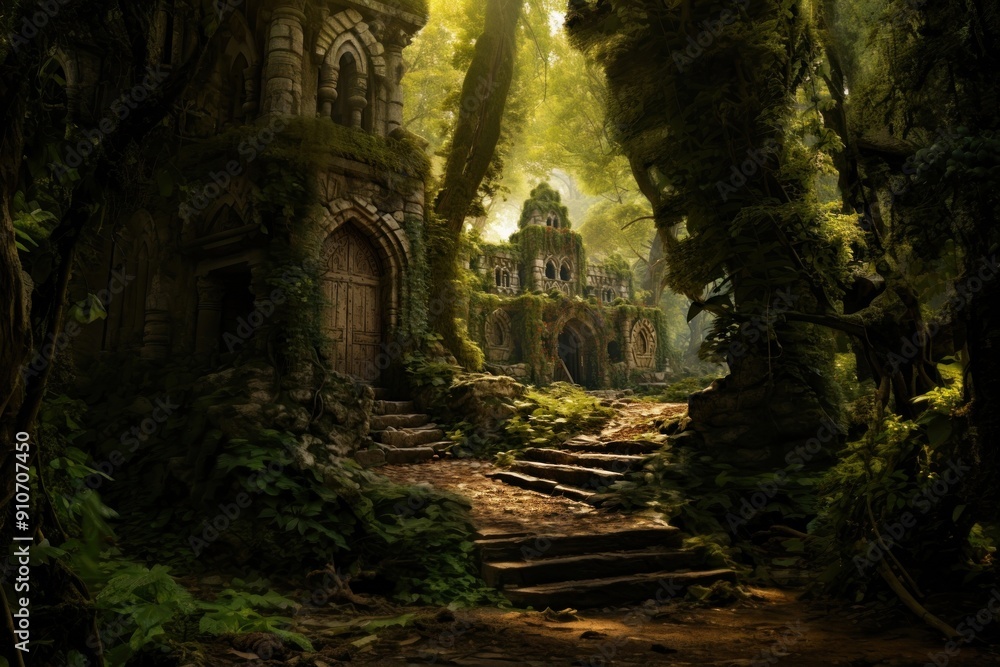 Naklejka premium Outdoors forest nature temple.