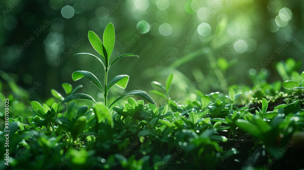 Natural green leaf plants with shade and sunlight in the forest Natural green leaf plants with shade and sunlight in the forest