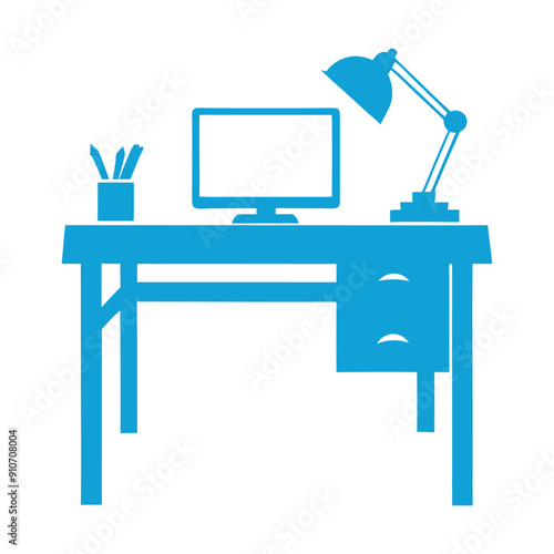 office desk vector silhouette icon for design
