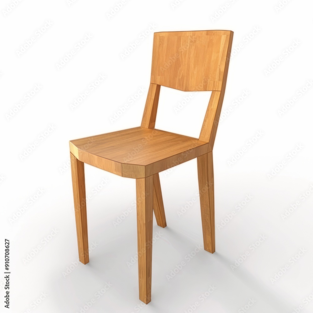 3D Render, Low Poly style of modern dining chair with a slim profile and no arms, on isolated white background, Generative AI 3D Render, Low Poly style of modern dining chair with a slim profile and no arms, on isolated white background, Generative AI