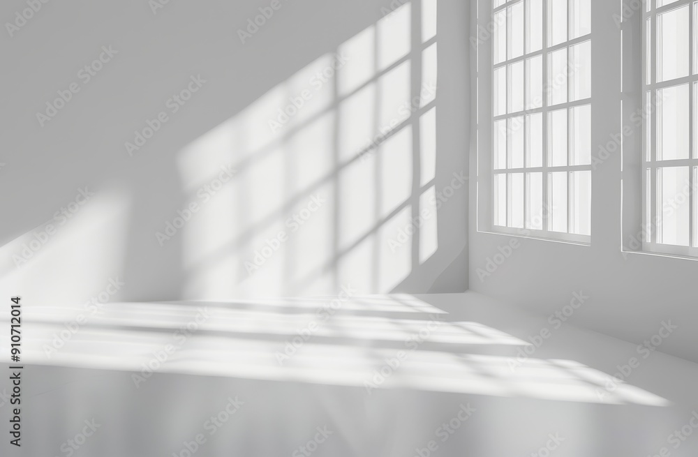Fototapeta premium Sunlight Streaming Through Windows in a White Room