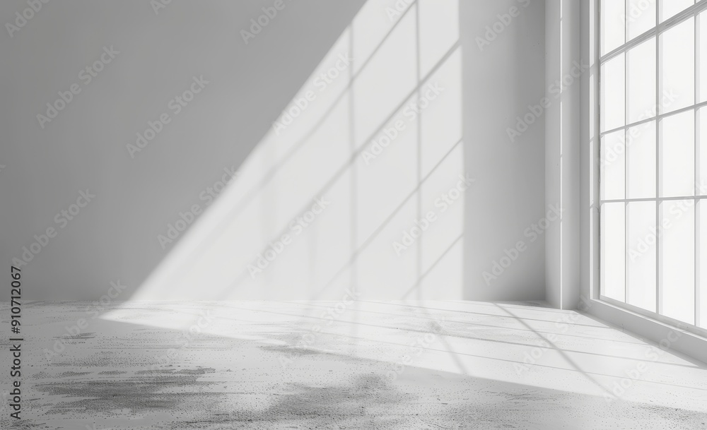 Sunlight Casting Geometric Shadows on White Room Floor Sunlight Casting Geometric Shadows on White Room Floor