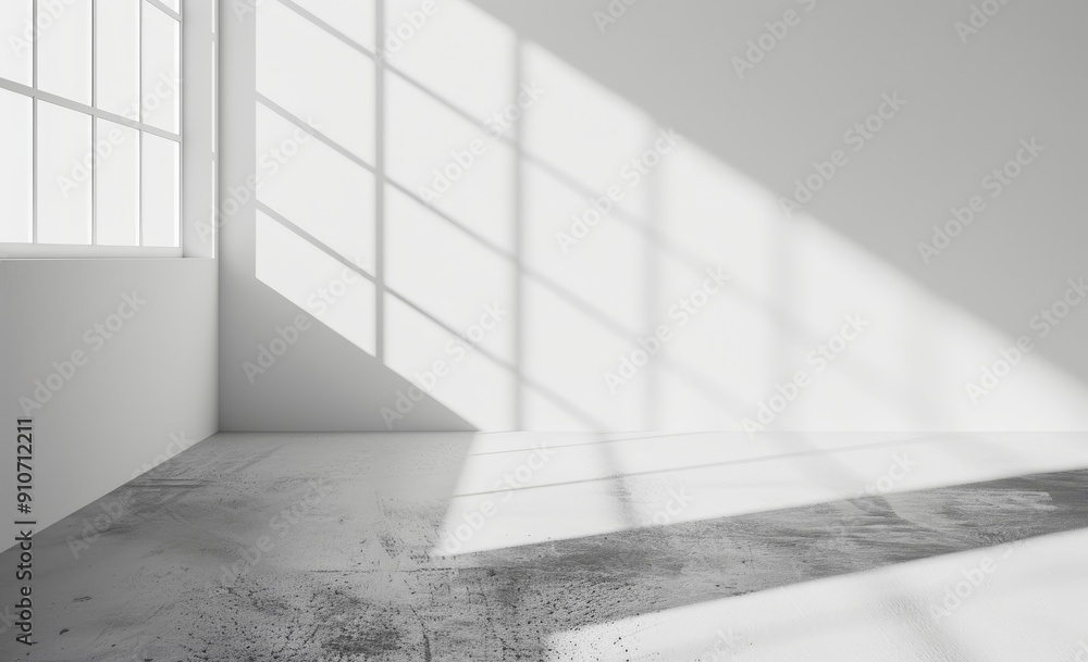 Obraz premium White Room with Window and Shadow Patterns