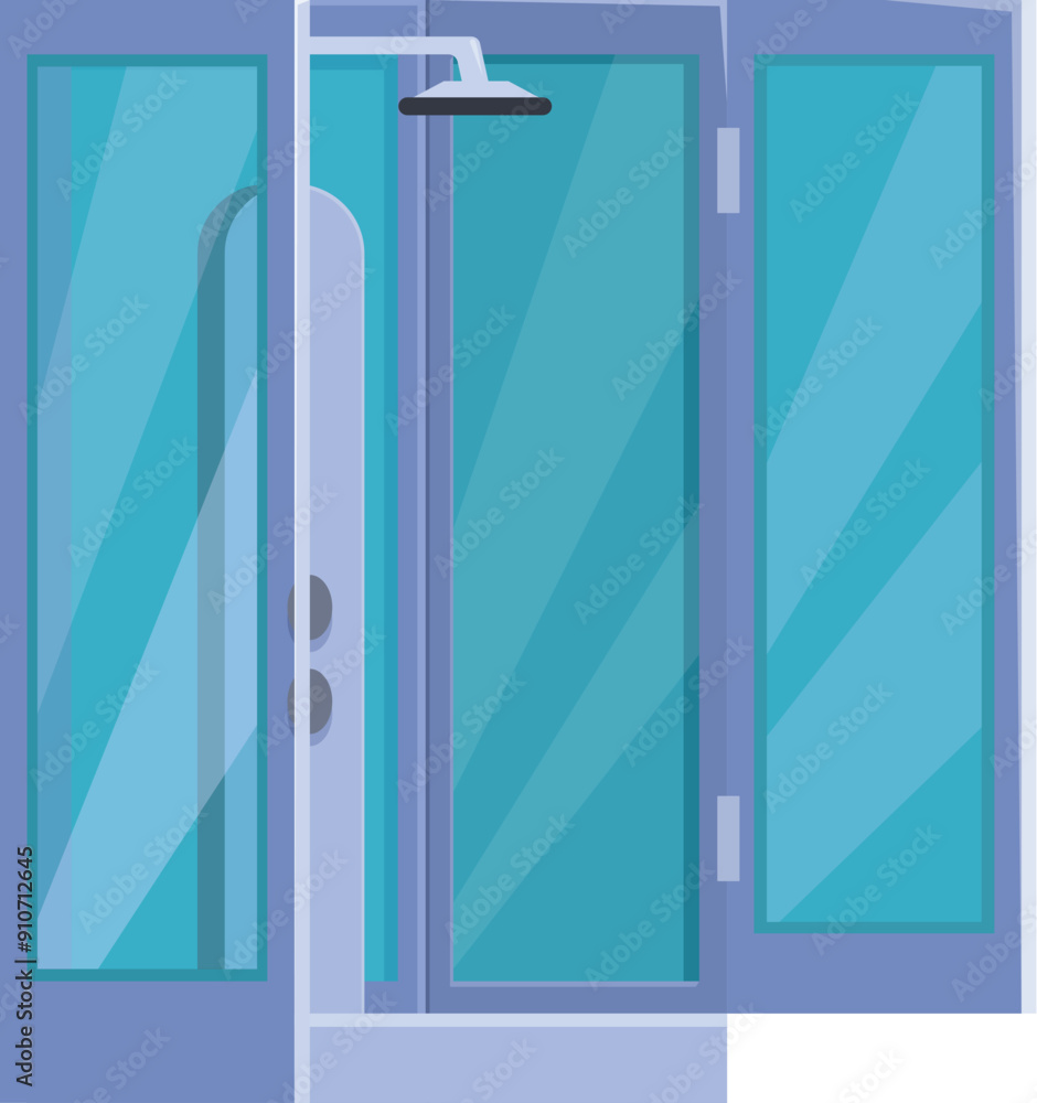 Modern shower cabin with transparent glass doors, providing a glimpse into a refreshing and invigorating bathing space Modern shower cabin with transparent glass doors, providing a glimpse into a refreshing and invigorating bathing space