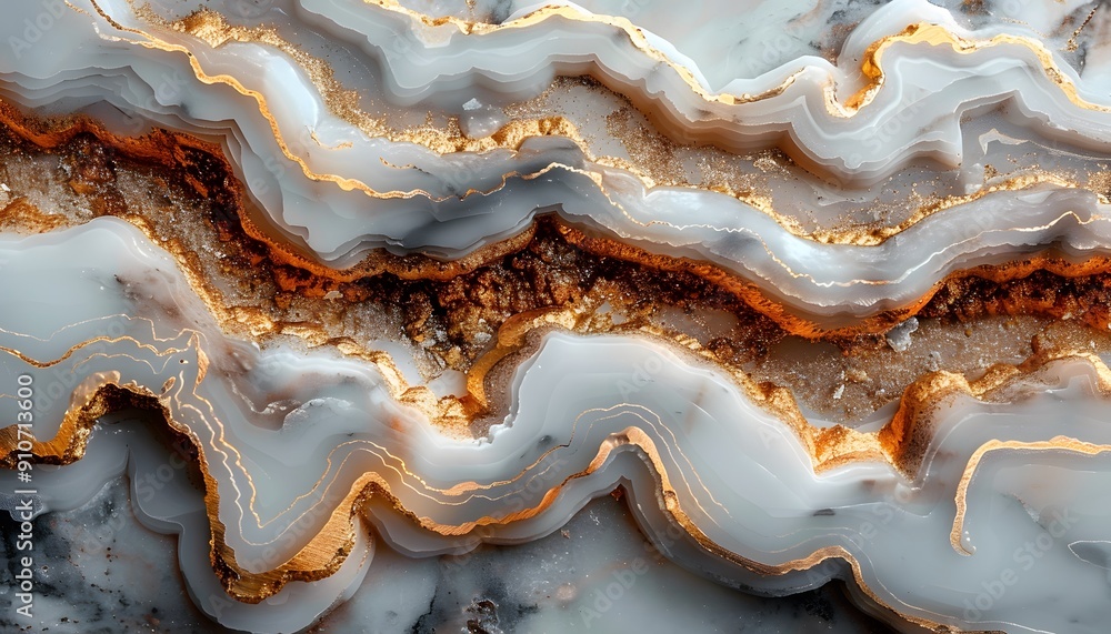 Close up of a white and gold agate Close up of a white and gold agate
