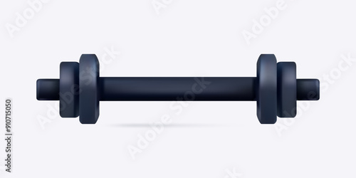 Barbell, dumbbells, sport equipment. Training tool for fitness, active lifestyle, renewing body energy. Heavy sports equipment. Tool for weight loss, strengthening muscles in the gym. Vector 3d.