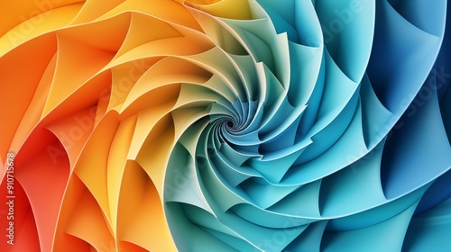 Abstract Colorful Swirling Spiral Background, 3D Render Infinit, Seamless Looping Animation photo