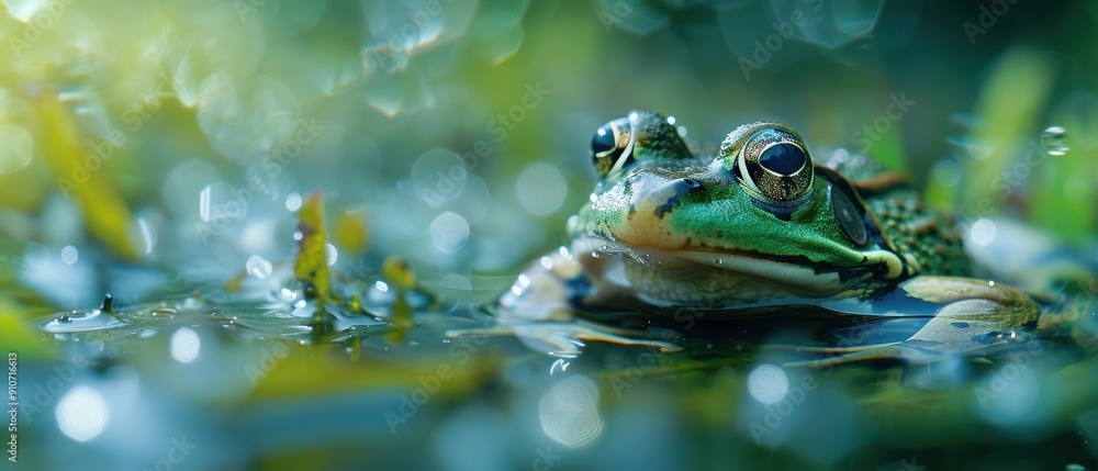 Obraz premium Tranquil Wildlife Watching in a Lush Pond Habitat