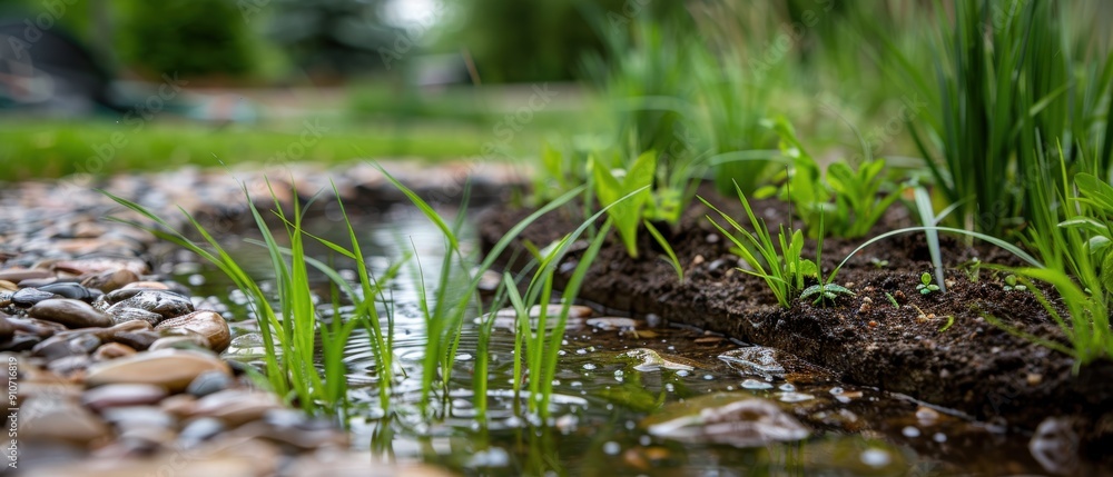 Enhancing Natural Aesthetics - Planting Grass Around Pond for Serene Landscape Enhancing Natural Aesthetics - Planting Grass Around Pond for Serene Landscape
