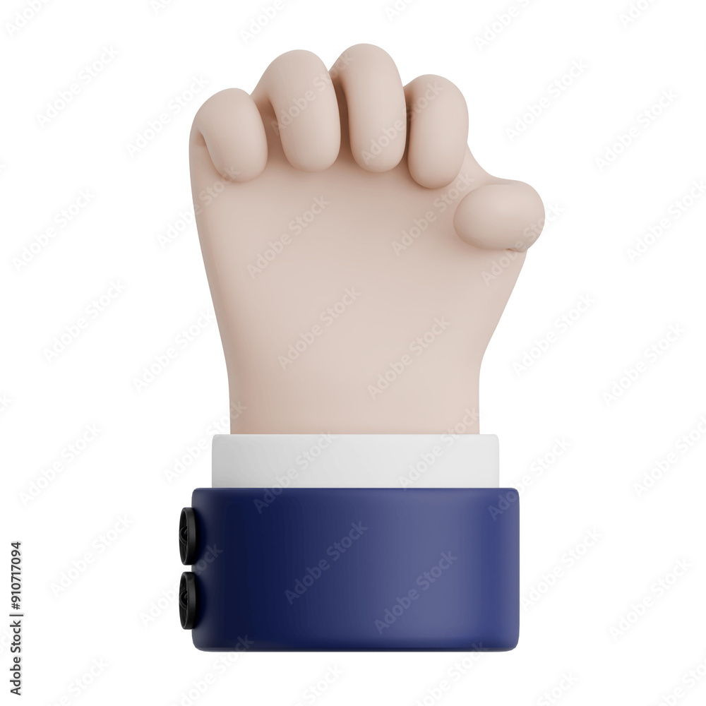 Obraz premium 3D Rendered Hand Gesture raised fist. Transparent Background