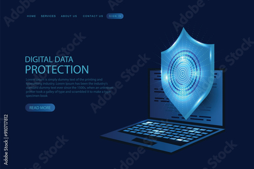 Digital data protection concept. Protection of personal data and internal networks. Cyber security concept