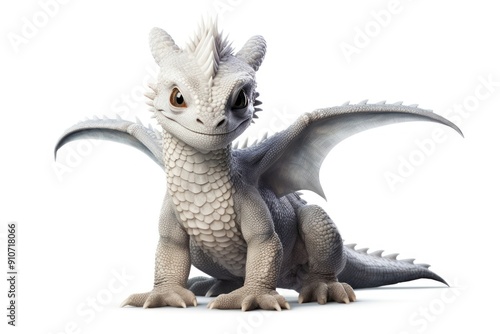 Whiet dragon reptile animal cute. photo