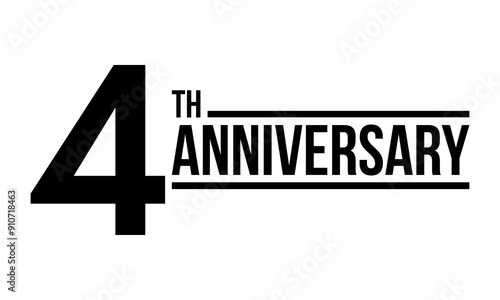 4th anniversary celebration label, four years jubilee congratulation card vector template, happy birthday sign, event invitation card