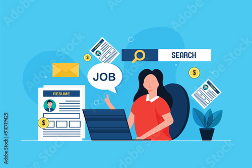Candidate Searching for Job Vacancy, Online Advertisement for Job Hiring, Job Search Website concept