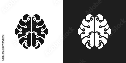 Brain circuit icon line art vector