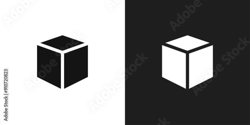 Cube icon line art vector